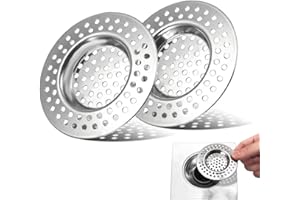 ZELHYEUU 2 Pcs Filtre évier Cuisine, Tamis lavabo en INOX, Filtre Cheveux Douche, Filtre de Vidange pour évier, Grille Evier Cuisine, Accessoire Drain Lavabo Baignoire Bonde, pour Salle de Bain Cuisine