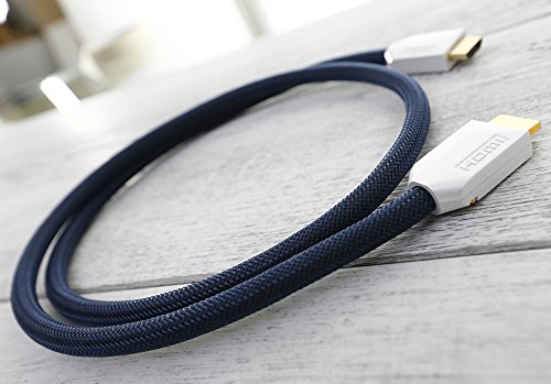 Ricable Supreme F1 – 1 Meter – Kabel HDMI 2.0 High Speed 3D bescheinigt mit Ethernet entworfen für den Durchlauf in Kanäle und Wellblech mit abnehmbaren Verbinder und Bandweite 29 Gbps. Hi-End Qualität für den AV HD Anschluss mit 24 AWG OCC einkristallin Kupferleiter und vergoldeten abgeschirmten Verbinder. Italienisches Design und Lebenszeitgarantie on-Site - 3