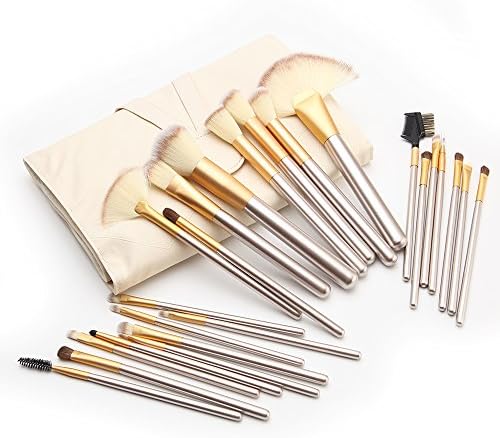 Ubor Make Up Brushes 24 Pcs Professional Cosmetics Wooden handle MakeUp Brush Set Kits Fondation Concealer Blush Eyeshadow Eyebrow Powder Lip Fan Brush with Soft Leather Bag