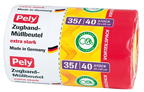pely 8529 Pelyclean Multi-Zugbandbeutel, 35 L, 40 Stück Vorteilspackung, grün