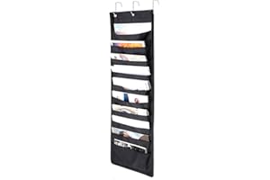 IGNPION 10 Pockets Hanging File Organizer Over Door Storage Pocket Chart Cascading Wall Organizer Hanging Literature Magazine Paper Holder with 3 Hooks for Home Office School