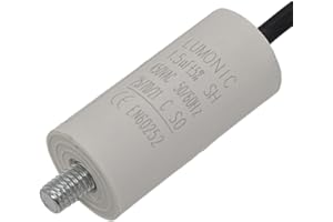 Lumonic Anlaufkondensator 1,5µF 450V | mit Kabel I 26x55mm I 1,5uF I Motorkondensator mit Kunststoffgehäuse I Betriebskondensator I für Pumpen, Rasenmäher, Werkzeuge