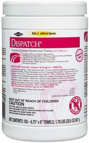 CLO69150 - Hospital Cleaner Disinfectant Towels With Bleach, 6 3/4 X 8, 150/canister by Dispatch