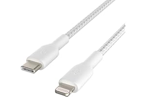 Belkin pleciony kabel USB-C/Lightning (kabel do szybkiego ładowania iPhone 14 lub starszych modeli), kabel Boost Charge MFi z certyfikatem iPhone USB-C (1 m, biały)