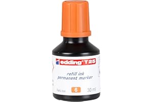 edding T 25 tinta de recarga para marcador permanente - naranja - 30 ml - con sistema dispensador de gotas, para rellenar rápidamente casi todos los rotuladores permanentes edding