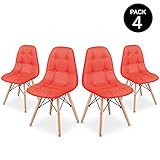 4 sillas Sena Button de diseño nórdico, ergonómicas inspiradas en el famoso diseño de Charles y Ray Eames en 1950.