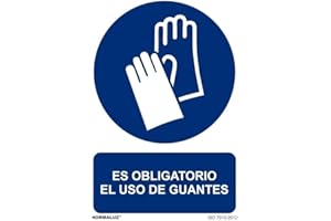 Normaluz RD26603 - Señal Adhesiva Es Obligatorio El Uso de Guantes Adhesivo de Vinilo 10x15 cm, Azul
