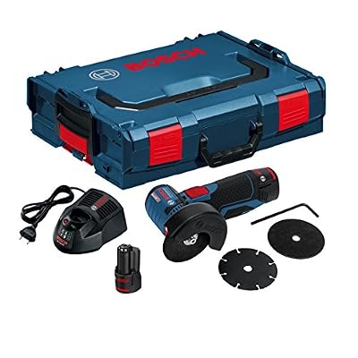 Bosch Meuleuse angulaire sans fil GWS 10,8-76 V-EC avec 2 batteries à 2,5 Ah Li-Ion , L-BOXX