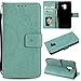 Produktbild Shinyzone Samsung Galaxy A8 Plus 2018 Flip Leder Brieftasche Hülle mit kartenfach,Geprägt Mandala Muster Magnetverschluss Ständer Schutzhülle für Samsung Galaxy A8 Plus 2018,Mintgrün