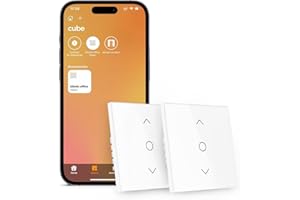 Refoss Interruptor de Persianas WiFi con Apple HomeKit, Interruptor de Cortina Táctil Inteligente con Control Porcentual y Temporizador, LED Controlable, Compatible con Siri, Alexa, Google, 2 Piezas