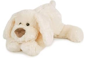 HISTOIRE D'OURS - Peluche Chien Cookie - 40 cm - Blanc - Collection La Ferme - Peluche à l'Air Malicieux, Grosse Truffe et Pelage Soyeux - Idée Cadeau pour Bébé & Enfants Filles et Garçons - HO2320
