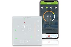 BecaSmart Série 006 Thermostat Intelligent Wi-FI Thermostat chaudiere gaz Chauffage Écran Couleur 5A Compatible avec Alexa Google Home App Control Blanc