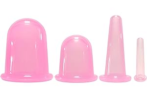 iTauyees Ventosas Celulitis, 4 Piezas Ventosas de Silicona, Ventosas Masaje Kit para Masaje de Cuello Cara y Cuerpo para Antienvejecimiento Reducción de Arrugas Alivio Del Dolor Relajación (Rosa)