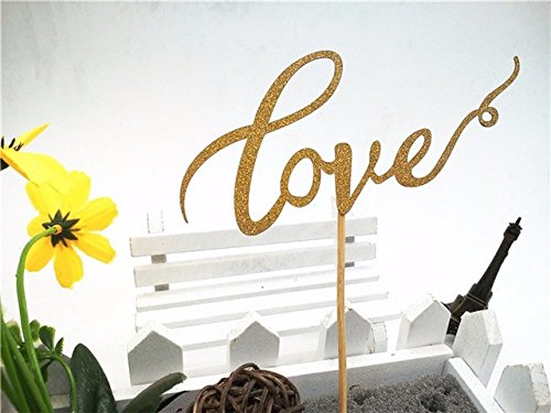 Love Tortenverzierung Gold/Silber Hochzeit Verlobung Jahrestag Party SWIRLY / GOLD - 4