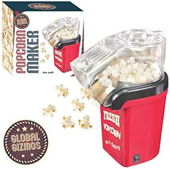 Red Fresh Popcorn Maker Electric Hot Air Fat Free 1200W Cinema Food UK Plug