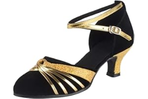 Souliers de Danse Latine pour Femmes - Salsa Fermé Toe Party Salle de Bal Tour Claquettes Tango Contemporain