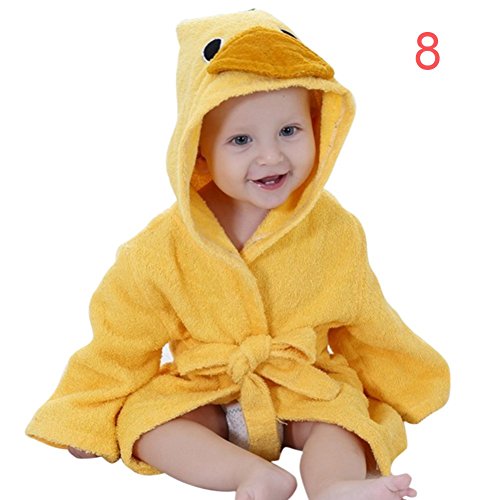 BOBORA Baby Infant Bathrobe Cute Animal Soft Hooded Towels Wrap Ducks