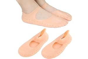 AZONELIFE 1 Pares Calcetines Hidratantes de Silicona, Calcetines Suaves para Pedicura, Calcetines de Gel para Pies Secos y Agrietados, Calcetines de Silicona Reutilizables, Calcetines de Aloe para Spa (A)