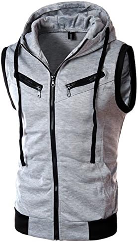 Aiffer Men's Sleeveless Jacket Outdoor Sportswear Coat Hooded Active Casual Blocks Hoodie Zip Up Vest Waistcoat.