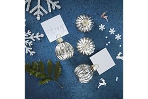 Ginger Ray Silver Bauble Place Card Holder Party Table Christmas Wedding 6 Pack