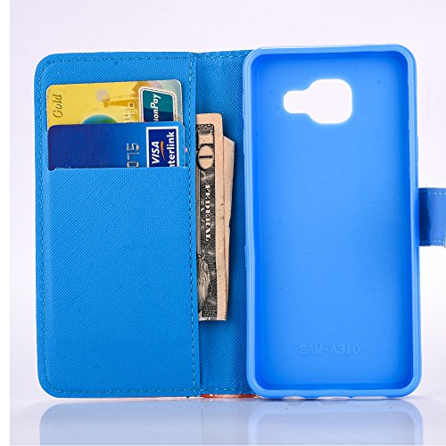 Samsung Galaxy A3 ( 2016 ) Schutzhülle Leder Hülle, Alfort 3 in 1 Flip Wallet Fashion Design Dual Use Falten Premium PU Leder Tasche Case Cover Flip Mappen Kasten Abdeckung für Samsung Galaxy A3 / SM-A310F ( 2016 ) 4.7″ Smartphone Funktion Unterstützte Telefone mit Bunte Regenschirme ( Farbe ) + Netter Staub Stecker + Kristall Stylus Stift - 7