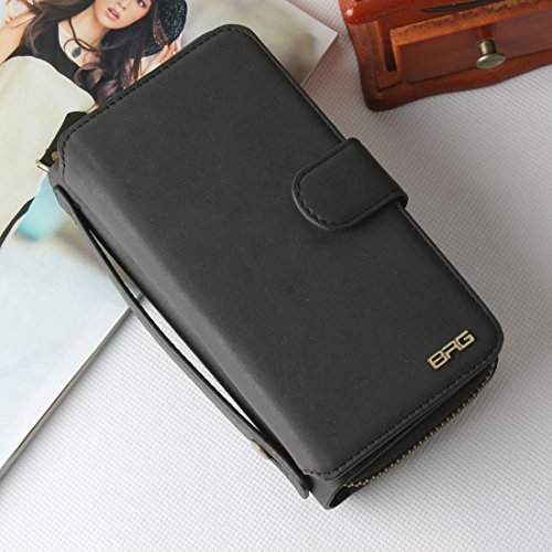 Galaxy S8 Hülle, Lively Life PU Leder Wallet Hülle Multifunktions Abnehmbare Reißverschluss Schutzhülle Flip Case Cover mit Kartenfächer Card Slot Geldbörse Geldbeutel Schutz Tasche für Samsung Galaxy S8 – Schwarz - 2