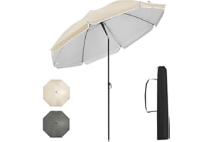 WOLTU Parasol przeciwsłoneczny na balkon, Ø 135/155/175 cm, ochrona przed promieniowaniem UV, UPF 50+, regulacja wysokości i nachylenia, torba do przenoszenia, okrągły parasol ogrodowy na balkon, do