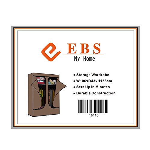 EBS® Kleiderschrank Wäscheschrank Garderobenschrank Stoffschrank Faltschrank 106 x 43 x 156 cm Braun - 9