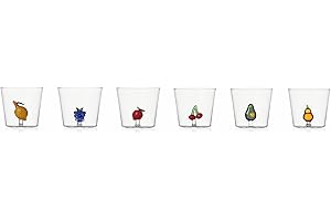 Ichendorf Milano Set di 6 Tumbler, Collezione Fruits&Flowers, 35 cl, Vetro Borosilicato, Fatto a Mano