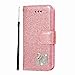 Produktbild IKALITE 3D Swan Bling Glitter Glitzer Diamond Musterg Ledertasche Slim Retro Bookstyle mit Standfunktion Karteneinschub und Magnetverschluss Flip Wallet Hülle Schutzhülle für Samsung Galaxy S9 Plus