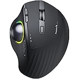 ProtoArc Bluetooth Trackball Mouse Wireless RGB, EM01 2.4G Ergonomic Rechargeable Mice with 5 Adjustable DPI, Adjustable Angl