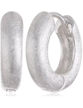 Vinani Damen-Klapp-Creolen rund gebürstet Sterling Silber 925 Ohrringe CRG