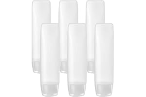 6 st genomskinliga tomma reseflaskor i plast, klämbara påfyllningsbara rör för schampokrämer, krämer och kosmetika, kompakt och läckagesäker design, perfekt för resor