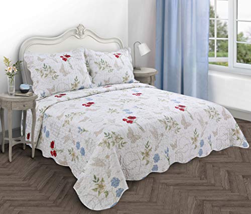 Quilted Patchwork Vintage Country Shabby Chic Comforter Bedspread / Bed Throw Vintage Floral Serenit