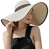 SIPEIEN Cappelli da Sole da Donna in Paglia UPF 50 Cappello Estivo da Spiaggia a Tesa Larga con Protezione UV per Donna Piegh
