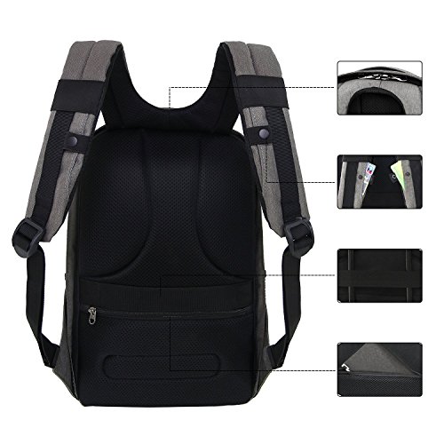 Diebstahlsicherung Laptop Rucksack 15 6 Zoll Business B  ro Rucksack mit USB-Ladeanschluss Resien Outdoor Studenten Uni Arbeit Rucksack Laptop  Dunkel