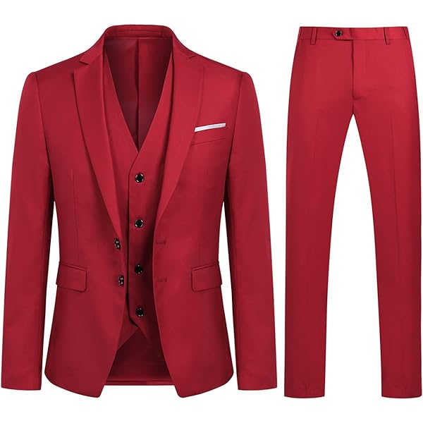 MODFUL Herenpak, 3-delig, slim fit, twee knopen, zakelijke formele smoking, blazer, vest, broek, bruiloftset, Blauw, 3XL