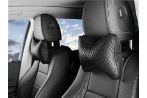 Qirc 2 pieces Car Headrest Pillows, Car Headrest Cushions, Car Leather Neck Support Pillows, Comfortable Soft Universal Car Seat Pillows, Ergonomic Cushion for Auto Driving (Black)
