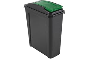 Homey Mart 25L Recycling Bin Slimline Fit Bin & Lid Recycling Waste Bin for Home Office Kitchen Graphite Green/Yellow/Blue/Red (GREEN)