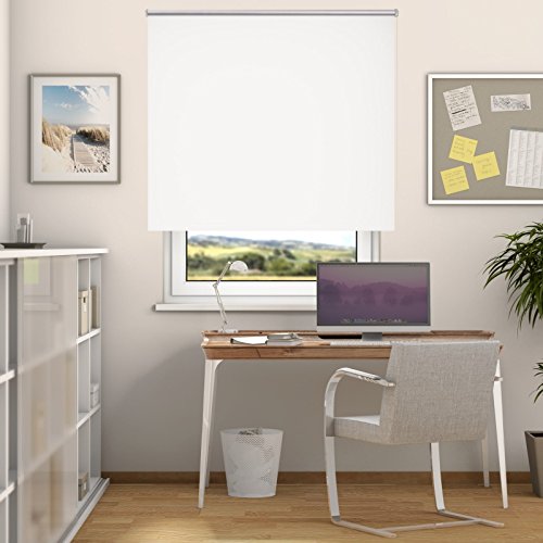 DESWIN Rollos – Verdunkelungsrollo – 130 x 160 cm WEISS – (KlemmFix Rollo mit Metallkette, Klemmhaltern, Rollo-Magnete, Halter zum Schrauben) - 4