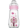MAM Feel Good Glass Bottle Pack of 1 (1 x 260 ml), MAM Bottle with Medium Flow MAM Teats Size 2, Newborn Essentials, MAM Baby Bottles for 2+ Months, Pink