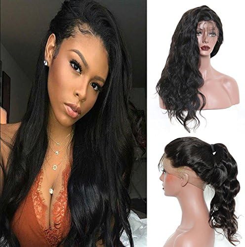 Brazilian Virgin Hair Glueless 360 Lace Front Wig &amp; Full Lace Wig Body Wave Human Hair Wigs Cap for Black Women Wavy Hair Lace Wig With Slightly Bleached Knots Natural Hairline 1b# (10"/25CM, Lace Frontal Wig)