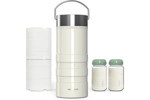 KEKHEALTH Raffreddatore Per Latte Materno da Portatile per Il Lavoro e I Viaggi, Raffreddamento Continuo 24 Ore, Raffreddatore 650ml per Latte Materno Di Grande Capacità Con 2 Biberon, Senza BPA