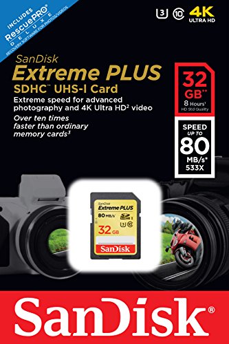 SanDisk Extreme Plus SDHC 32GB Class 10 Speicherkarte (UHS-I, bis zu 80MB/s lesen) - 4