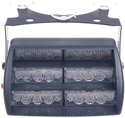 18 LED Strobe Lights with Suction Cups Security Car Truck Light Flashing Signal Lamp (White+Amber)