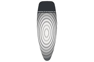 Brabantia 2mm Built-in-Foam Ironing Board Cover with Parking Zone (D Board/Titan Oval) Heat-Resistant, Non-Slip, Cord Fastener