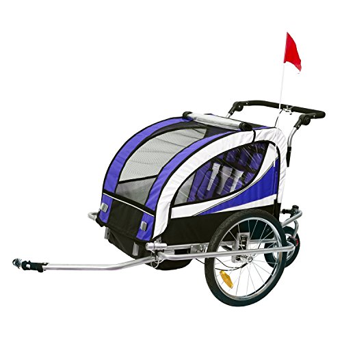 homcom 440-001VT 2 in 1 Fahrradanhänger Jogger 360° Drehbar für Kinder, lila / schwarz - 2