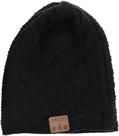 Bluetooth Music Hat Wireless Running Beanie Cap Winter Warm Gift with Stereo Speaker Headphones Earphones Headset for Mobile Cell Phones iPhone 6s 6s Plus 5 5s 5c 7 7 Plus Android Samsung (Black)