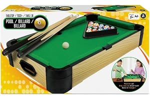 Bärbart mini-biljardbord i trä med 16 bollar, 2 köer, triangelställ, minibordsskiva biljardsnooker för familjespel fester