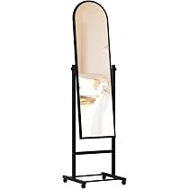 Miroir Sur Pied CLP Medusa - 166cm Blanc - Inclinable, Pivotant 360° Avec Roulettes